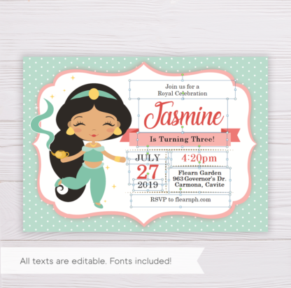 Princess Jasmine of Birthday Invitation Template