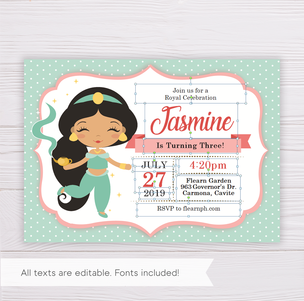 Download Princess Jasmine Invitation Template - Dgtally
