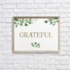 Grateful in Gold Wall Room Decor with Watercolor Leaves Printable