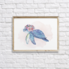 Sea Turtle with Pink Flowers Wall Art Room Decor Printable