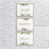 Thankful, Grateful, Blessed in Gold Wall Room Decor with Watercolor Leaves Printable