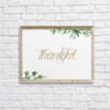 Thankful in Gold Wall Room Decor with Watercolor Leaves Printable