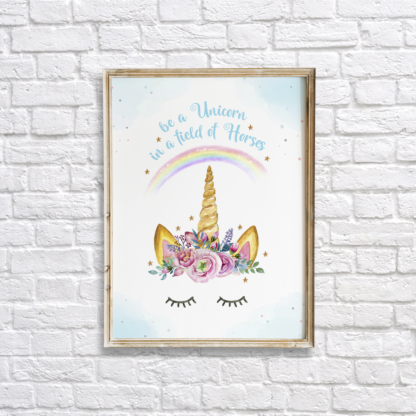 Unicorn Eyes with Flowers Wall Art Room Decor Printable