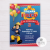 Fireman Sam Invitation Template, Birthday Invitation Template