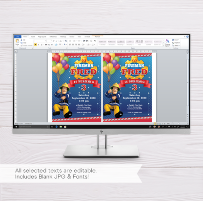 Fireman Sam Invitation Template, Birthday Invitation Template