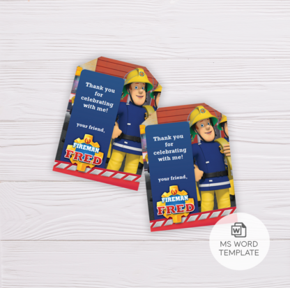 Fireman Sam Thank You Card Template