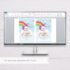 Rainbow Unicorn Invitation Template, Birthday Invitation Template