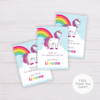 Rainbow Unicorn Thank You Card Template, Birthday Thank You Card Template