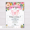 Butterfly Invitation Template with Colorful Watercolor Flowers/Floral