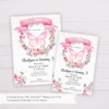 Butterfly Invitation Template with Watercolor Flowers/Floral Wreath