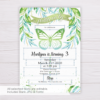 Butterfly Invitation Template with Watercolor Leaves
