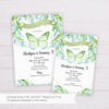 Butterfly Invitation Template with Watercolor Leaves
