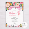 Fairy Invitation Template with Colorful Watercolor Flowers/Floral