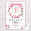 Fairy Invitation Template with Watercolor Flowers/Floral Wreath
