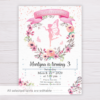 Fairy Invitation Template with Watercolor Flowers/Floral Wreath