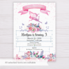 Fairy Invitation Template with Watercolor Pink Flowers