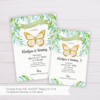Gold Butterfly Invitation Template with Watercolor Leaves