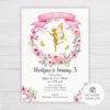 Gold Fairy Invitation Template with Watercolor Flowers/Floral Wreath