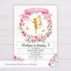Gold Fairy Invitation Template with Watercolor Flowers/Floral Wreath