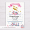 Gold Fairy Invitation Template with Watercolor Pink Flowers