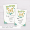 Gold Butterfly Invitation with Watercolor Succulent