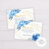 Light Blue Watercolor Flowers/Floral with Gold Frame Thank You Card Template