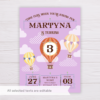Hot Air Balloon Invitation Template for Girls