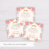 Pink Flowers/Floral Princess Thank You Card Template
