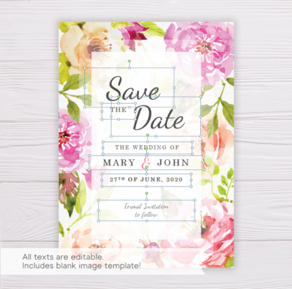 Pink Flowers/Floral Save the Date Template