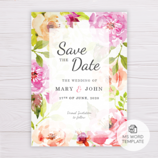 Pink Flowers/Floral Save the Date Template