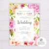 Pink Flowers/Floral Wedding Invitation Template