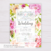 Pink Flowers/Floral Wedding Invitation Template
