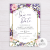 Purple & Blush Flowers Floral Save the Date Template