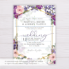 Purple & Blush Flowers Floral Wedding Invitation Set Template