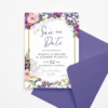 Save the Date Template with Blush & Purple Flowers