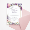 Save the Date Template with Blush & Purple Flowers