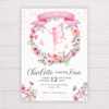 Fairy Invitation with Watercolor Blush Floral Wreath
