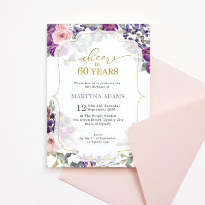 60th Birthday Invitation Template - Cheers to 60 Years