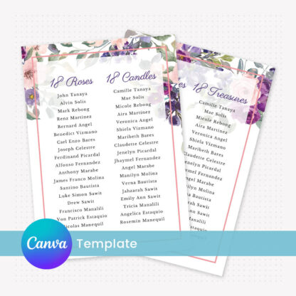 Debut Invitation Template – Purple & Blush Flowers/Floral
