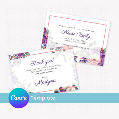 Debut Invitation Template – Purple & Blush Flowers/Floral