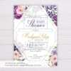 Purple and Blush Flowers Baby Shower Invitation Template