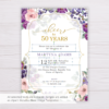 Purple and Blush Flowers Cheers to 50 Years Invitation Template