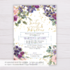 Purple and Blush Flowers Sixty & Fabulous Invitation Template