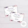 Purple and Blush Flowers Birthday Thank You Card Template