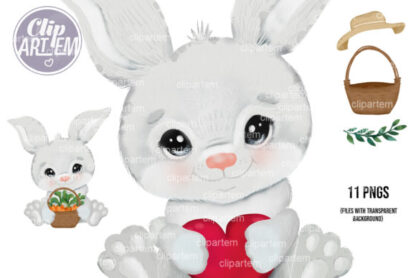 Baby Bunny Rabbit Clipart Bundle