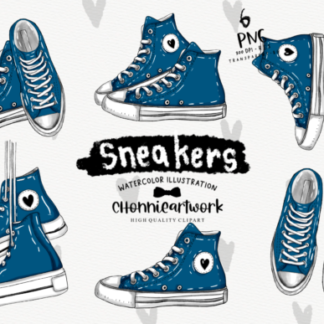 Watercolor Sneakers Graphics Clipart