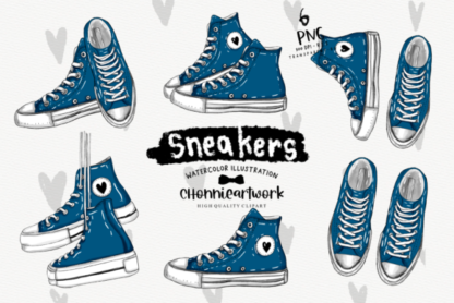 Watercolor Sneakers Graphics Clipart