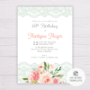 Blush Floral with Lace Birthday Invitation Template