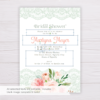 Blush Floral with Lace Bridal Shower Invitation Template