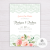 Blush Floral with Lace Save the Date Template